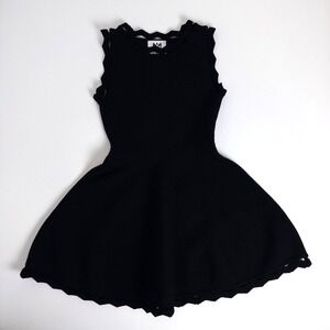 Milly Minis Zig Zag Trim Skater Dress Stretch Knit Black Sleeveless Girls 5-6